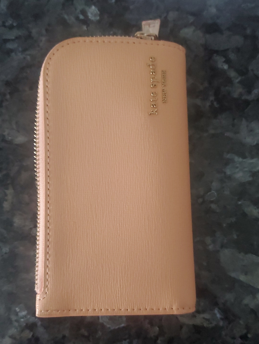 kate spade Blush Pink Zip-Around Wallet with Gold Logo